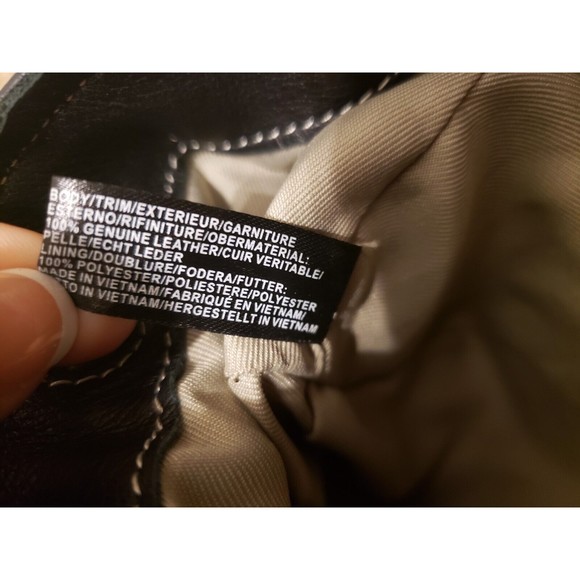 Alco Soft Leather Handbag Rowan Hobo Black Leather Ivory Trim Magnet Closer - Picture 12 of 14